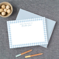 Blue Gingham Check Personal Stationery