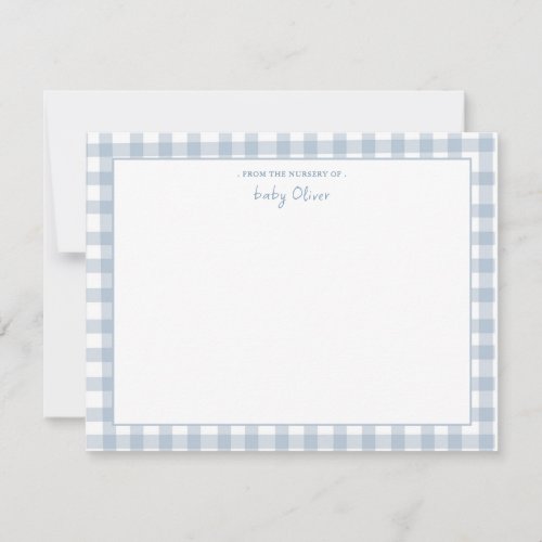 Blue Gingham check Personalized Flat Thank You