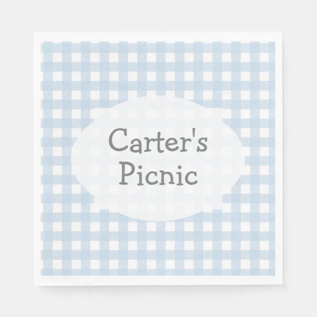 Blue Gingham Check Print Picnic Party Napkin Zazzle