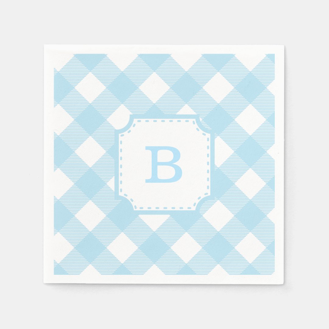 Blue Gingham Checkered Pattern Paper Napkin Zazzle