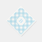 Blue Gingham Checkered Pattern Paper Napkin (Corner)