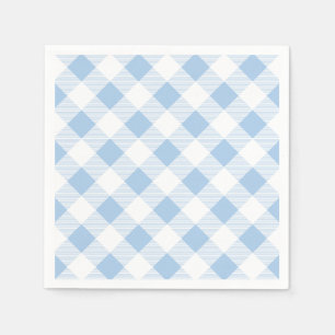 Blue Gingham Checkered Pattern Paper Napkin