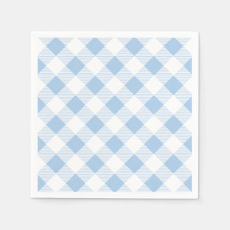 Blue Gingham Checkered Pattern Paper Napkin