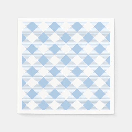 Blue Gingham Checkered Pattern Paper Napkin