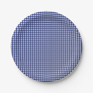 blue gingham checkered stylish trendy   paper plates