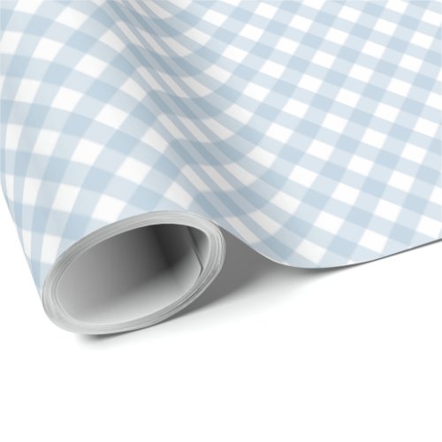 Blue gingham checks simple cute plaid wrapping paper