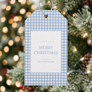 Blue Gingham Christmas Gift Tags