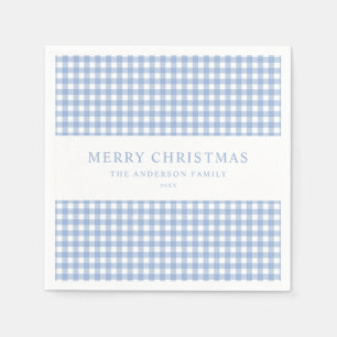 Blue Gingham Christmas Napkins