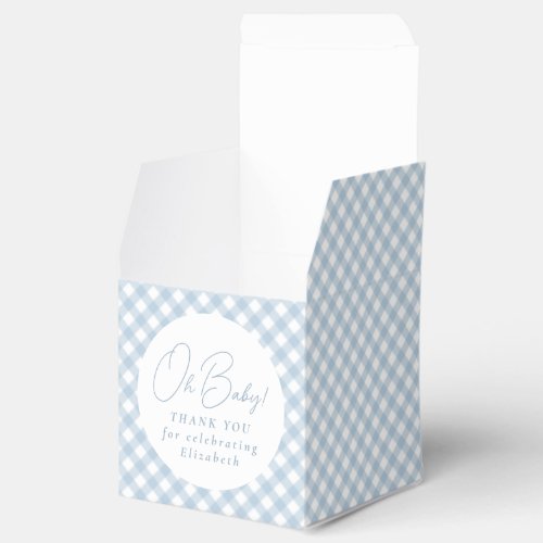 Blue gingham classic cute simple baby boy shower favor boxes