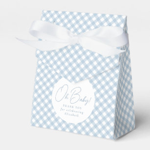 Blue gingham classic cute simple baby boy shower favor boxes