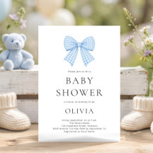 Blue Gingham Coquette Bow Baby Shower