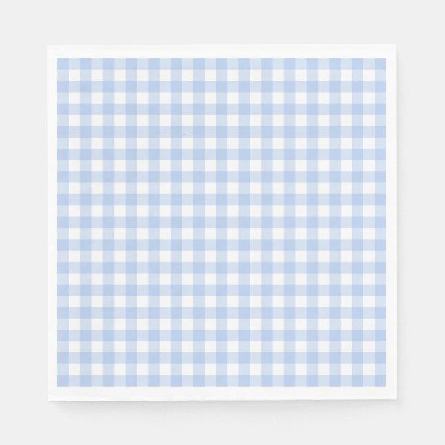 Blue Gingham Coquette Bow Party Dessert Napkins (Front)