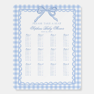 Blue Gingham Coquette Bow Seating Chart Foam Board