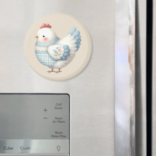 Blue Gingham Cottage Hen Magnet