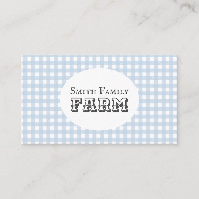 Blue Gingham Country Farm Shabby Chic Business Card (Front)