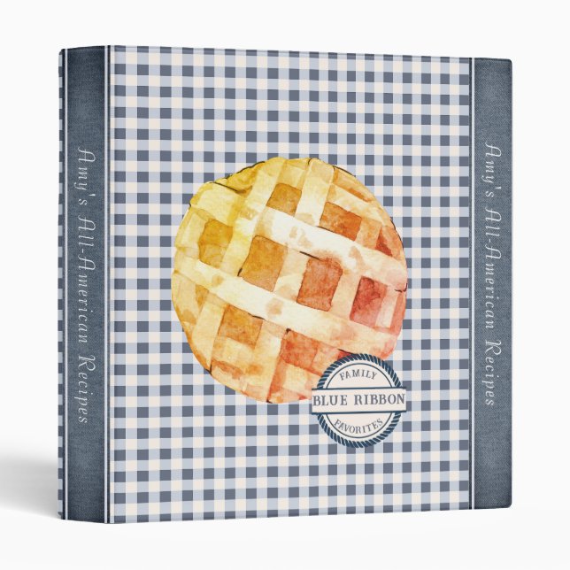 Blue Gingham Country Kitchen 3 Ring Binder (Front/Spine)