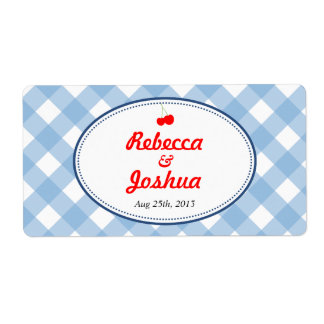 Blue gingham country rustic wedding favor tag