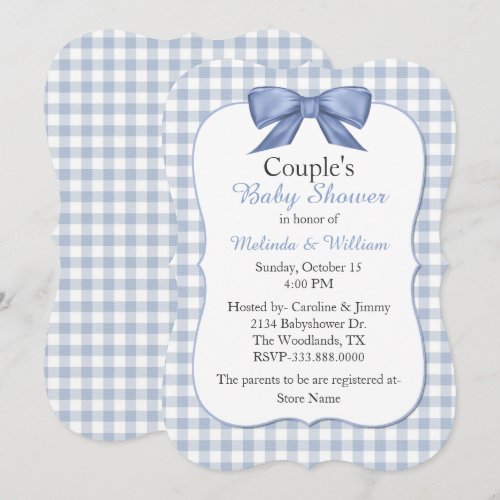 Blue Gingham Couple's Baby Shower Invitation