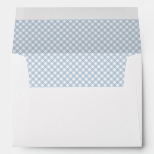 Blue gingham cute classic baby shower personalized envelope