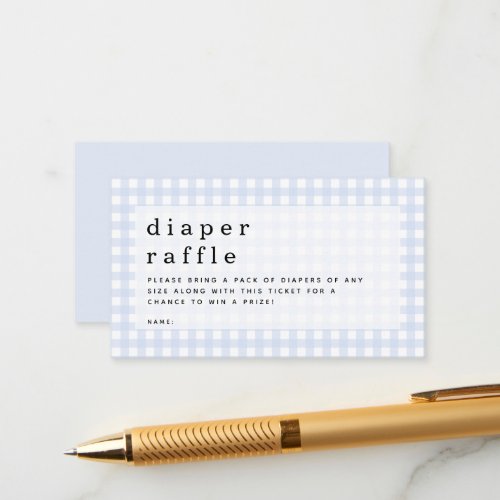 Blue Gingham Diaper Raffle Picnic Baby Shower Enclosure Card