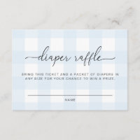 Blue Gingham Diaper Raffle Ticket