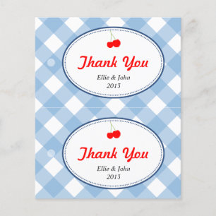 Blue gingham diy wedding gift bag hang tag flyer
