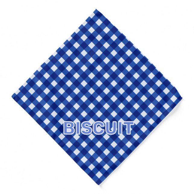 Blue Gingham Dog Bandana (Front)