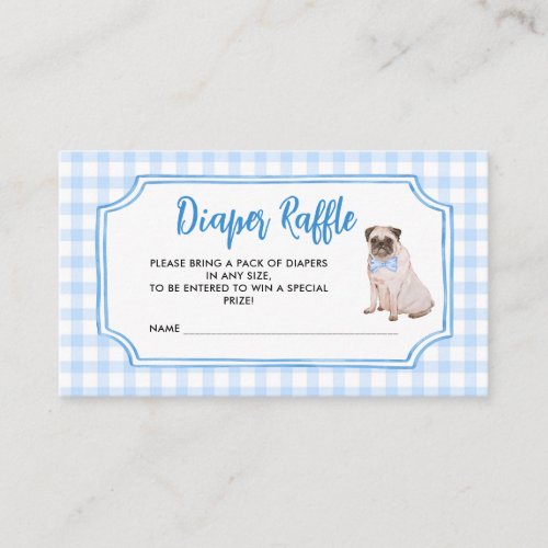 Blue Gingham Dog Boy Baby Shower Diaper Raffle Enclosure Card