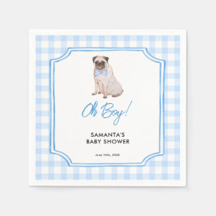 Blue Gingham Dog Boy Baby Shower Napkins