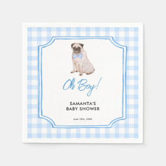 Blue Gingham Dog Boy Baby Shower Napkins