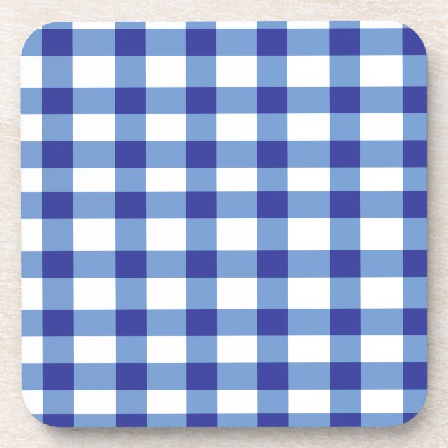 Blue Gingham Drink Coaster (Front)