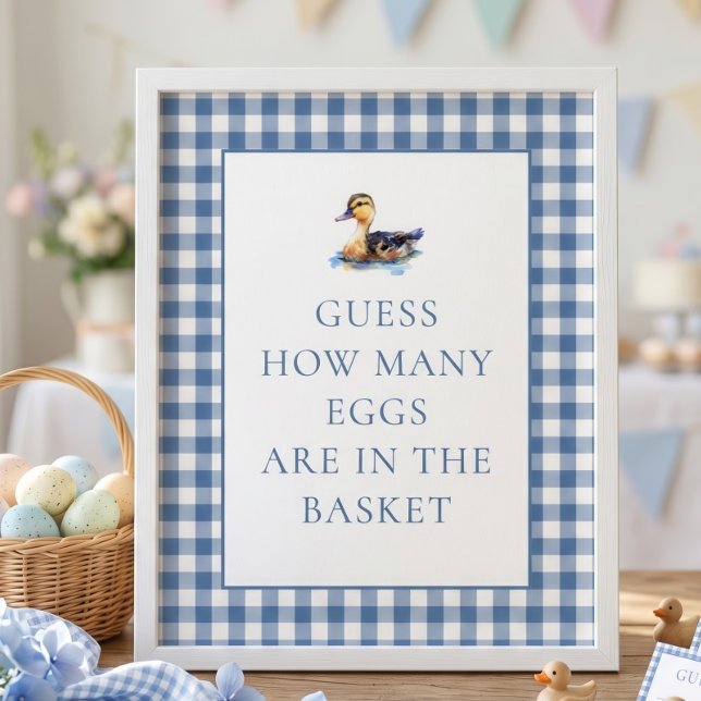 Blue Gingham Duck How Many Baby Shower Game Poster (Creator Uploaded)
