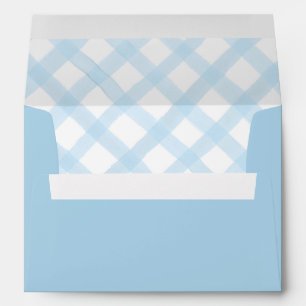 Blue Gingham Envelope with Watercolor Liner