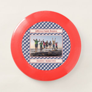 Blue Gingham Family  Photo and Name Template  Wham-O Frisbee
