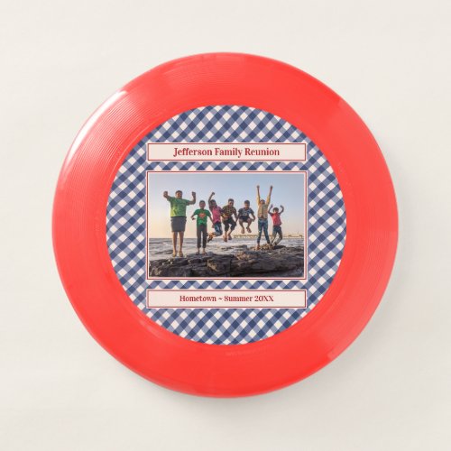 Blue Gingham Family  Photo and Name Template  Wham_O Frisbee