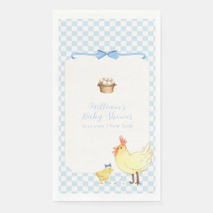 Blue Gingham Farmer Little Chick Boy Baby Shower Paper Guest Towels