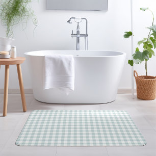 Blue Gingham   Farmhouse Bathroom Decor Bath Mat
