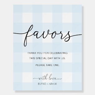 Blue Gingham Favors Sign