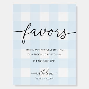 Blue Gingham Favors Sign