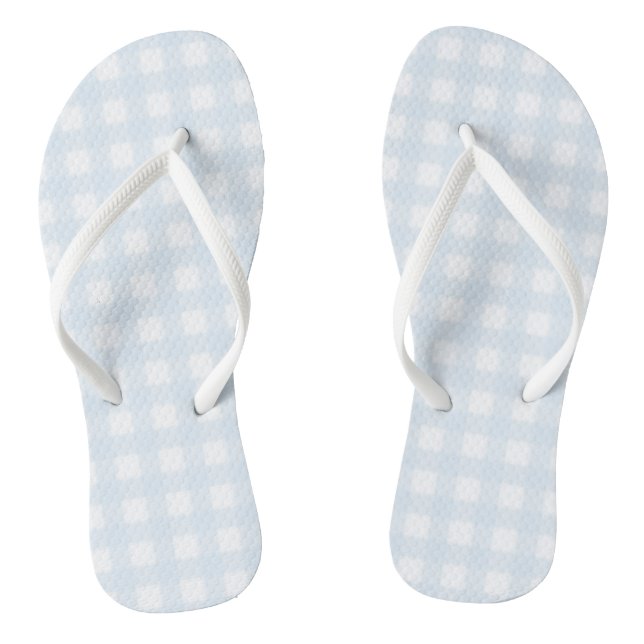 Blue Gingham Flip Flops (Footbed)