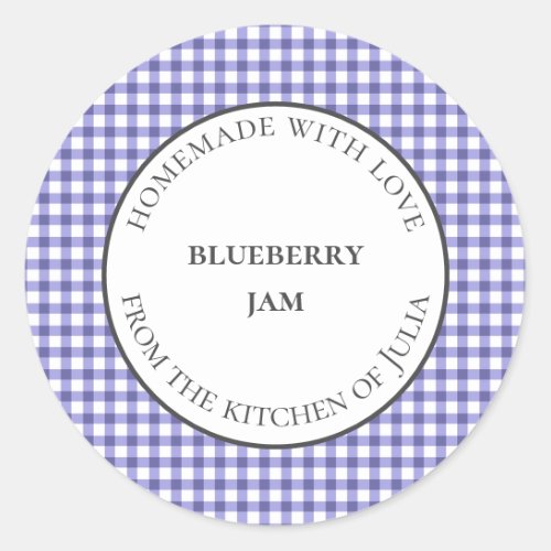 Blue gingham food jar labels for homemade gifts