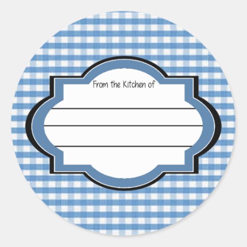 Blue Gingham From The Kitchen Of Canning Classic Round Sticker