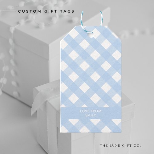 Blue Gingham Gift Tag