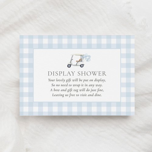 Blue Gingham Golf Baby Shower Display Shower Enclosure Card