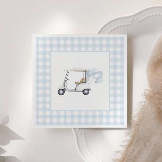 Blue Gingham Golf Baby Shower Napkins (Creator Uploaded)
