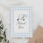 Blue Gingham Golf Baby Shower Thank You Card<br><div class="desc">Say thank you to friends and family for attending your baby shower with this elegant golf thank you card.</div>