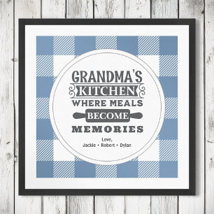 Blue Gingham Grandma Meals Become Memories  Poster