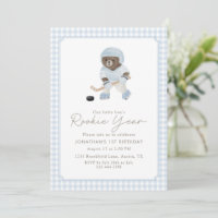 Blue Gingham Hockey Rookie Year Teddy Bear 1st