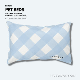 Blue Gingham Indoor Dog Bed Small Personalized