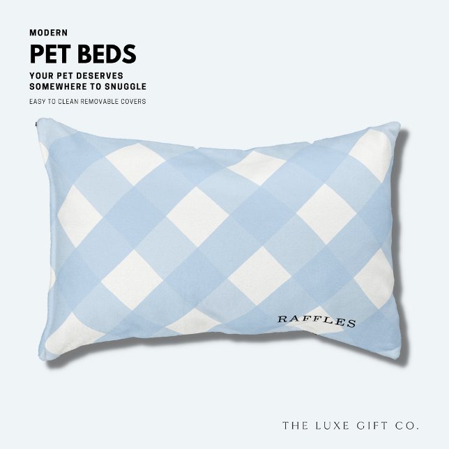 Blue Gingham Indoor Dog Bed Small Personalized (Creator Uploaded)